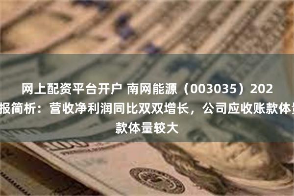 网上配资平台开户 南网能源（003035）2024年中报简析：营收净利润同比双双增长，公司应收账款体量较大