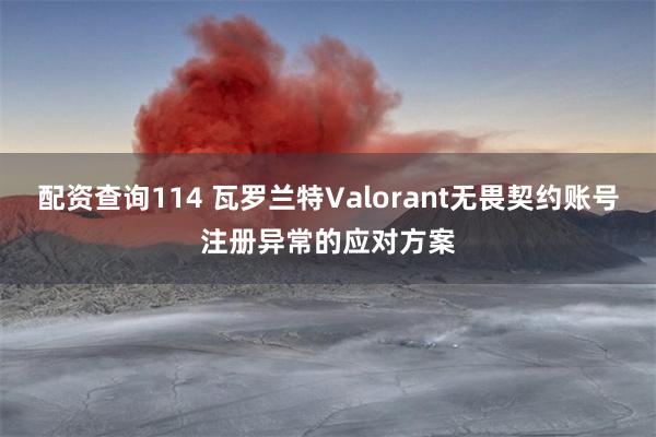 配资查询114 瓦罗兰特Valorant无畏契约账号注册异常的应对方案