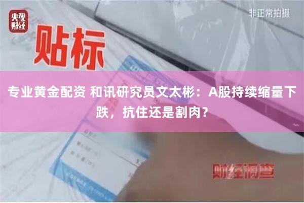 专业黄金配资 和讯研究员文太彬：A股持续缩量下跌，抗住还是割肉？