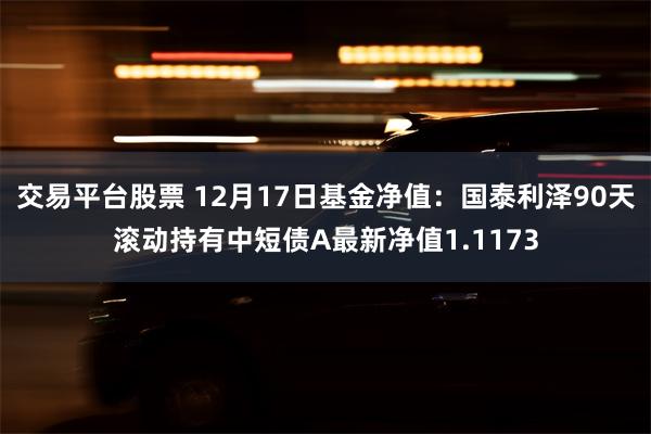 交易平台股票 12月17日基金净值：国泰利泽90天滚动持有中短债A最新净值1.1173